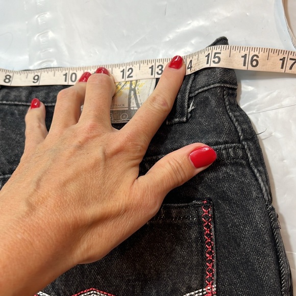 Outback rider BLACK frayed JEAN SHORTS RED stitch pockets Y2K men 30 STREET WEAR - Picture 11 of 12